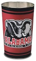 Alabama Crimson Tide ( University Of ) NCAA 15" Inches Metal Trash Can/Waste Basket