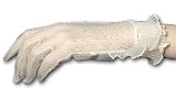 SALE Short Sheer Stretch Nylon Dress Gloves with Ruffle in White only.