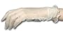 SALE Short Sheer Stretch Nylon Dress Gloves with Ruffle in White only.