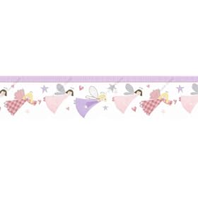 Girl Lavender Patchwork Angel Sculpted Wallpaper Border
