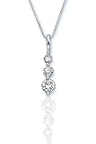 3 Diamond Pendant 1/2 ct. in 14K White Gold with Chain (Higher Quality)