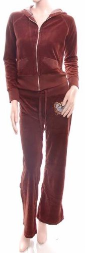 Brown Womens Velour Tracksuit, Size 10