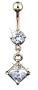 Gold plated belly button ring with Clear Gemstones