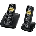 Siemens Gigaset A580 Duo Schnurloses DECT-Telefon mit zusätzlichem Mobilteil und beleuchtetem Grafik-Display, pianoschwarz
