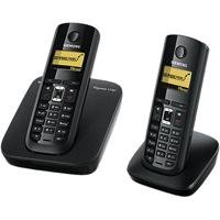 Siemens Gigaset A580 Duo Schnurloses DECT-Telefon mit zusätzlichem Mobilteil und beleuchtetem Grafik-Display, pianoschwarz