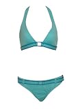 Jag Aqua-blue 2pc Bikini w/ Halter Top & Belted Bottom