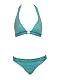 Solution  Jag Aqua-blue 2pc Bikini w/ Halter Top & Belted Bottom Almost Gone