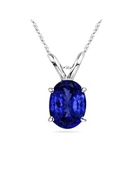 1.25 Cts of 8x6 mm Heirloom Quality Oval Tanzanite Solitaire Pendant in 18K White Gold