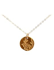 Small Gold Vermeil Cherry Blossom Flowers Print Coin Necklace