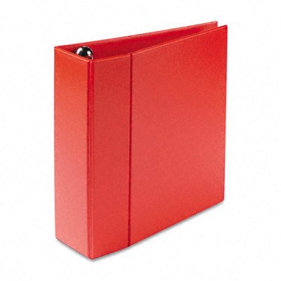 Heavy-Duty Vinyl EZD Ring Reference Binder - 4in Capacity, Red(sold in packs of 3)