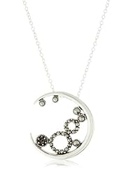 Argento Vivo "Lunar" Sterling Silver Floating Marcasite Moon Pendant Necklace