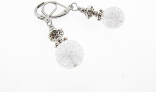 Orchid Cove Handcrafted Snow Flakes Quartz Crystal Earrings with Stainless Steel Leverback Earwires