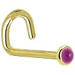 Solid 14KT Yellow Gold 2mm Genuine Rose Pink Garnet Left Nostril Screw - 20 Gauge