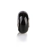 Bling Jewelry Opaque Midnight Black Sterling Silver Murano Glass Bead Troll Pandora Compatible