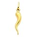 14k REAL Yellow Gold Cornicello Italian Horn Charm Pendant - 25 x 6 mm