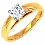 0.75Ct.T.W. Sparkling Round Cut Diamond, 14K Yellow Gold. Solitaire Diamond Ring