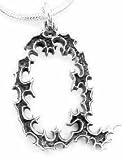 GOTHIC Letter Initial Q Sterling Silver Charm Pendant