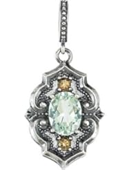 Genuine Green And Smoky Quartz Pendant Sterling Silver 85242