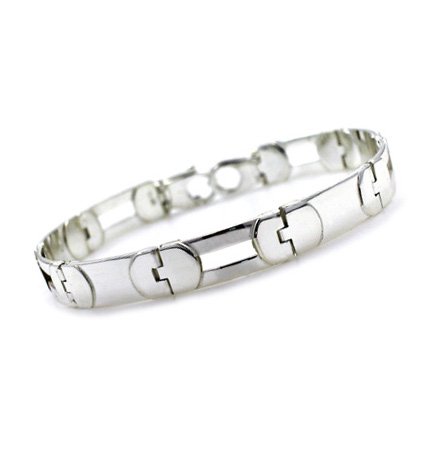 Sterling Silver Mens Solid Designer Bar Link Bracelet 8.5