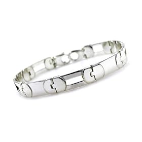 Sterling Silver Mens Solid Designer Bar Link Bracelet 8.5 by 