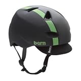 Bern Brentwood Matte Black/Green Bomber Helmet with Visor