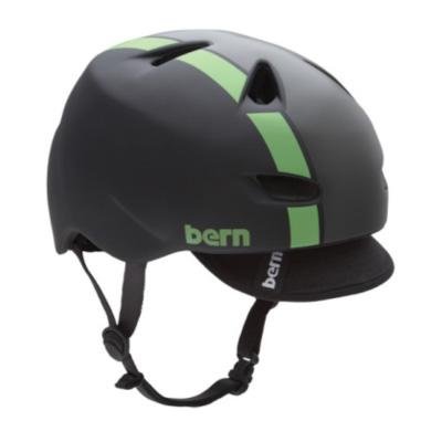 Bern Brentwood Matte Black/Green Bomber Helmet with Visor