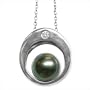 18K white gold Osiris Black Tahitian cultured pearl and diamond pendant