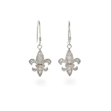 Dangle CZ Fleur De Lis Earrings