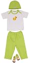Elegant Baby "Quack Quack" 100% Cotton Fashion Set Includes Hat, Pants, Short-Sleeve Tee Matching Socks Packaged In A Reusable Drawstring Bag Size 6-12 Months.