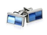 Rectangular Blue Gradient Acrylic Silver Cufflinks with Presentation Box