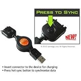Palm Treo Centro / 650 / 680 / 700 / 750 / 755p JAVOSync - Retractable Sync and Charge Cable, Black