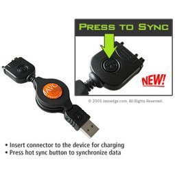 Palm Treo Centro / 650 / 680 / 700 / 750 / 755p JAVOSync - Retractable Sync and Charge Cable, Black