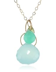 Melissa Joy Manning 14k Yellow Gold with Peridot, Chrysoprase and Blue Green Chalcedony Necklace, 16"-18"