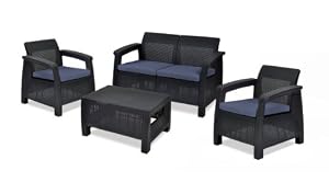 Salotto in resina da giardino per interno e esterno con cuscini by WEBMARKETPOINT
