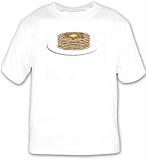 White T-Shirt with the image of: Pancakes