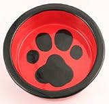 Melia Black Paw On Red Design Ceramic Dog Bowl-LARGE