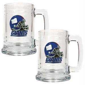 New York Giants NFL 2pc 15oz Glass Tankard Set