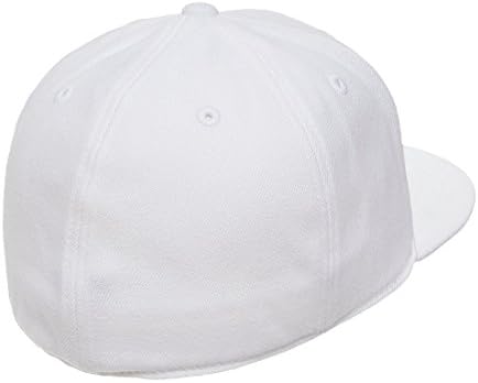 Original Blank Flexfit Flatbill Premium Fitted 210 Hat Cap Flex Fit Flat Bill Small/Medium - White