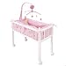 Badger Basket Princess Collection 1720 Crib w/Wheels, Pink Gingham Bedding, Mobile