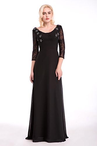 Jienixiya Women's Lace 2/3 Sleeves Applique Long Bridesmaid Prom Gown Dress Size 26 Plus US