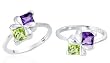 Princess Cut Amethyst Peridot Ring Sterling Silver
