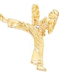 14K Yellow Gold Girl Karate Charm Martial Arts Jewelry