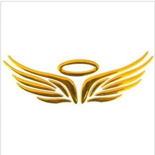 (1) 3D Angel Wing Soft Gum Style JDM Euro Cool Funny Car Decal or Sticker, Golden