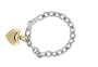 14k White Gold Twisted Oval Link Bracelet w/ Yellow Gold Heart Charm, 7.5"