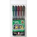 Gelly Roll Metallic Medium Point Pen Assort., 5/Pkg: Sepia/Burgundy/Hunter/Blue-Black/Black