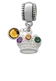 Mardi Gras Crown with Swarovski Crystals European Charm Bead Hanger with Topa...