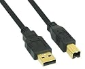 InLine USB 2.0 Kabel, A an B, vergoldet - black, 10m