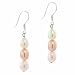 Genuine Freshwater Cultured White Peach and Pink Multicolor Pearl Silver Oval Earrings