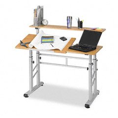 Safco Adjustable Split Level Workstation 47-14W X 29-12D X 37-14H Medium Oak