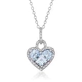 1.80ct t.w. Aquamarine, .20ct t.w. Diamond Heart Pendant Necklace. 18